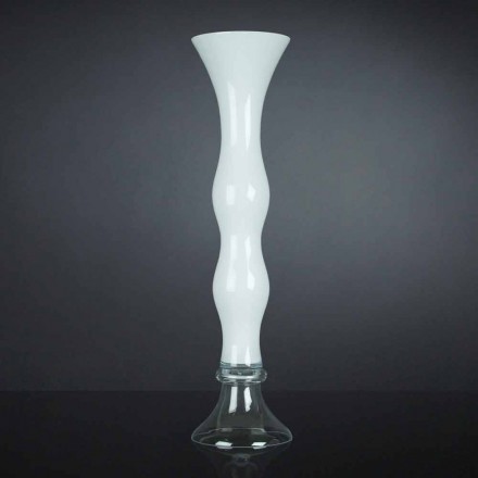 Hohe dekorative Vase aus transparentem und weißem Glas Made in Italy - Gondo Viadurini