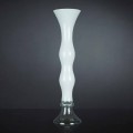 Hohe dekorative Vase aus transparentem und weißem Glas Made in Italy - Gondo