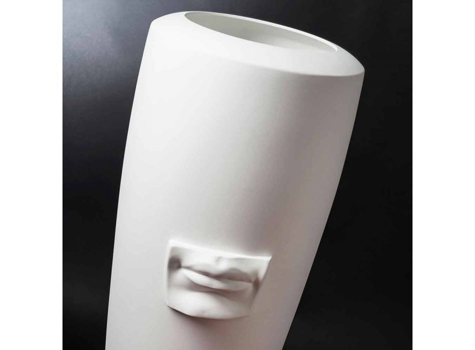Hohe Vase aus weißer Keramik handgefertigt mit Dekoration Made in Italy - Capuano Viadurini