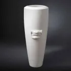Hohe Vase aus weißer Keramik handgefertigt mit Dekoration Made in Italy - Capuano Viadurini
