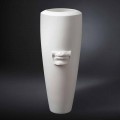 Hohe Vase aus weißer Keramik handgefertigt mit Dekoration Made in Italy - Capuano