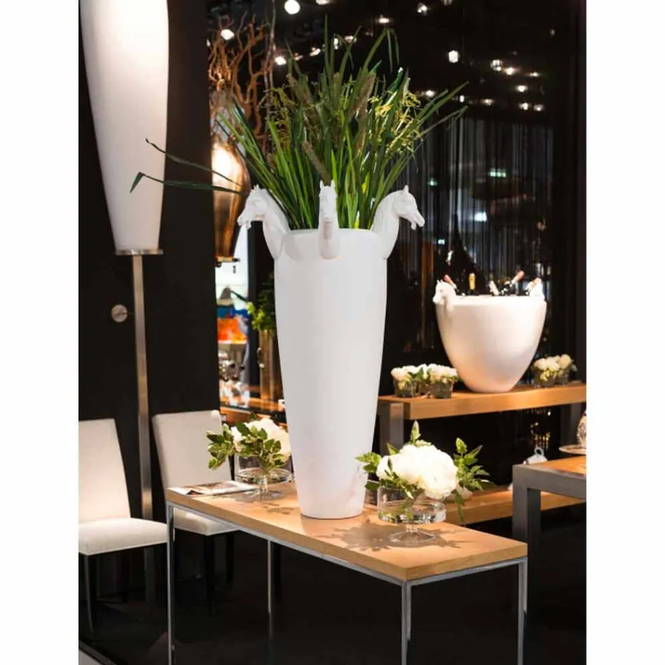 Hohe Indoor-Vase aus weißer Keramik oder glänzendem Gold Made in Italy - Jacky Viadurini