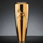 Hohe Indoor-Vase aus Keramik mit Gold-Finish, handgefertigt in Italien - Jacky Viadurini