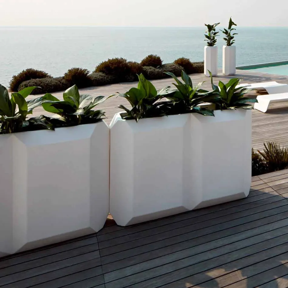 Weiße Innen- oder Außenvase aus Kunststoff in 3 Größen - Gem von Myyour Viadurini