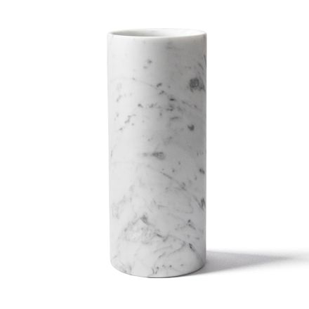 Zylindrische Vase aus satiniertem weißem Carrara-Marmor, italienisches Design - Murillo Viadurini