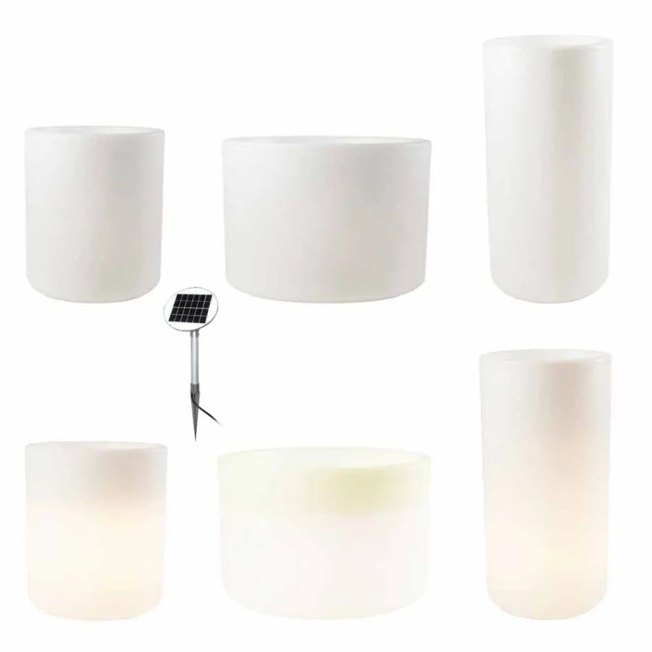 Vase mit Solarbeleuchtung oder LED-Design für drinnen oder draußen - Cilindrostar Viadurini