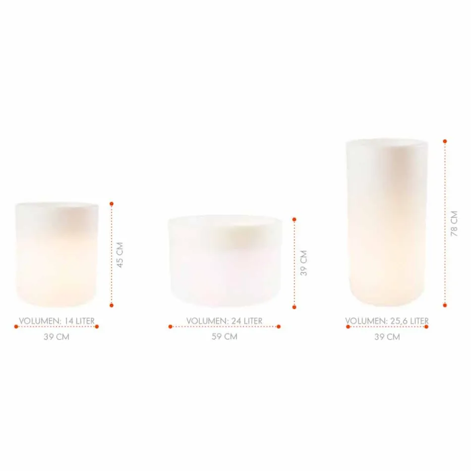 Vase mit Solarbeleuchtung oder LED-Design für drinnen oder draußen - Cilindrostar Viadurini