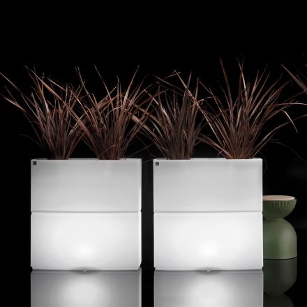 Leuchtende Outdoor-Vase in zwei Farben aus Polyethylen, hergestellt in Italien - Lambo Viadurini