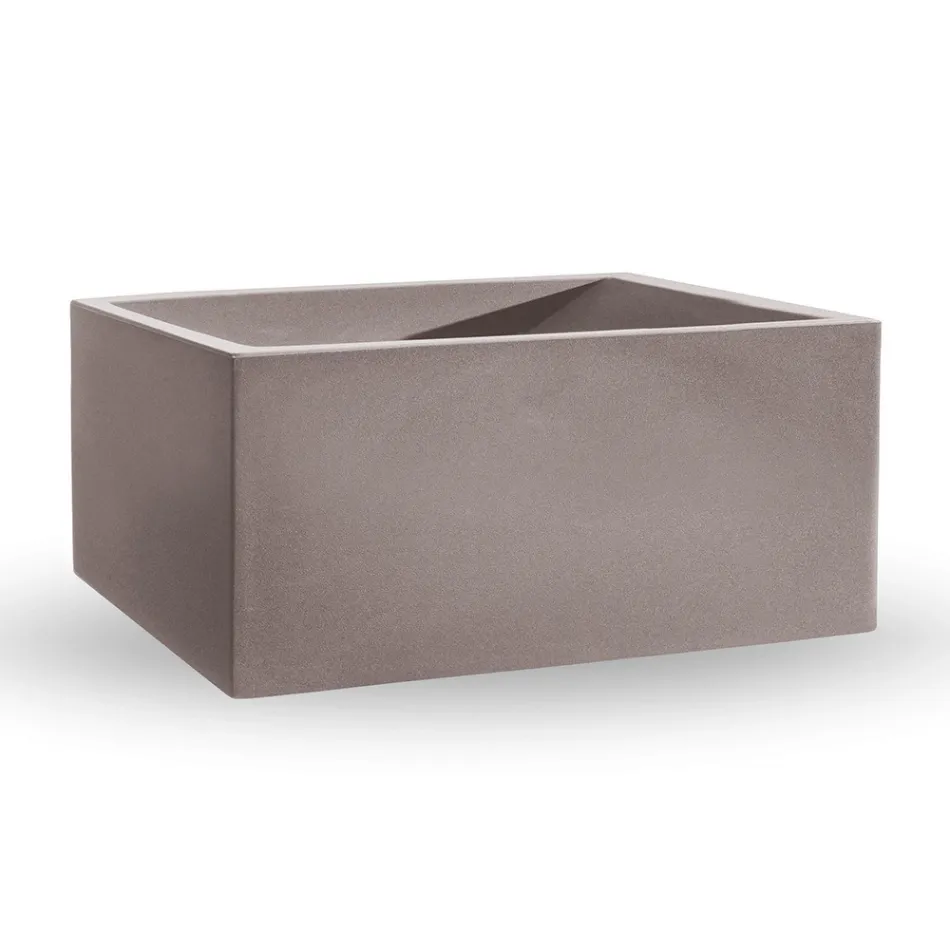 Rechteckige Outdoor-Vase aus farbigem Polyethylen Made in Italy - Grau Viadurini