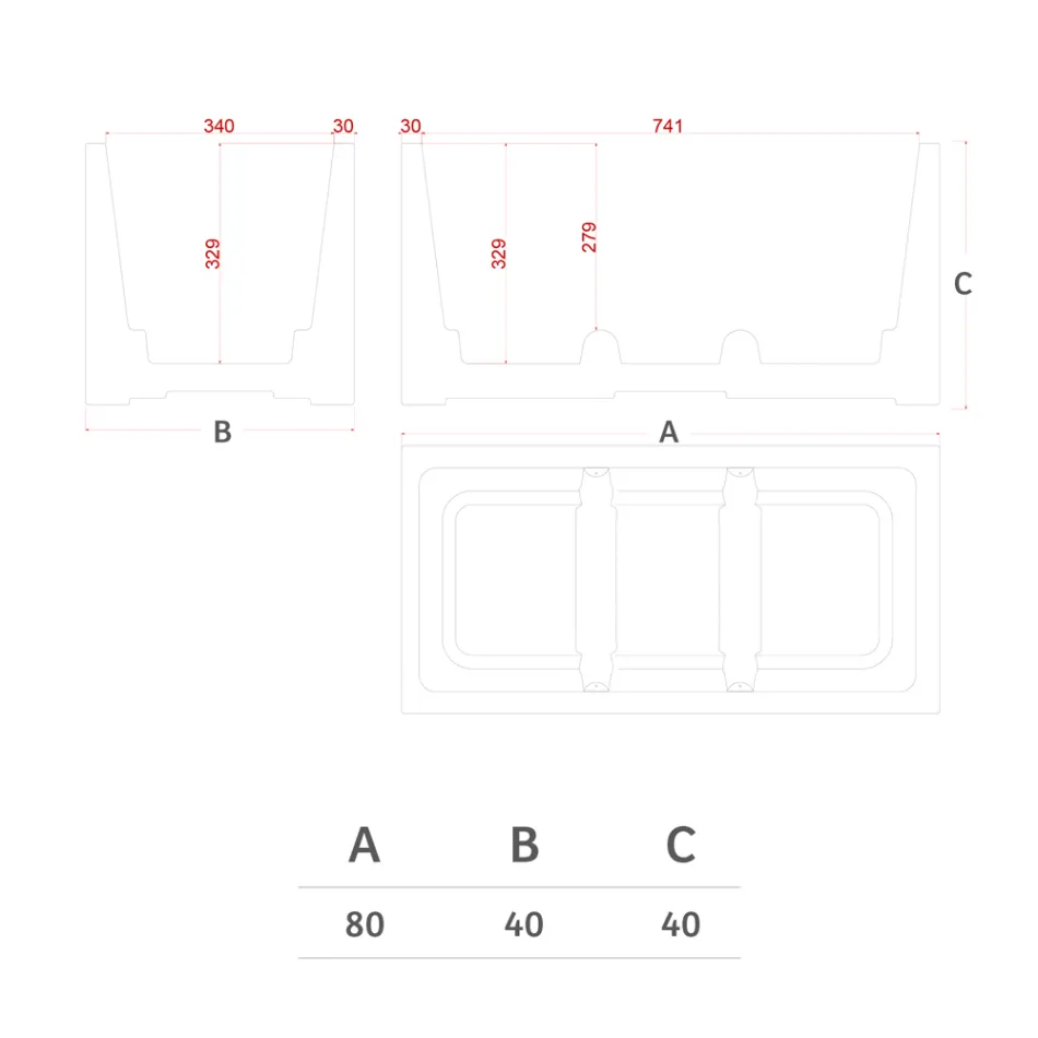 Rechteckige Outdoor-Vase aus farbigem Polyethylen Made in Italy - Grau Viadurini