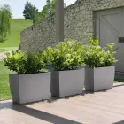 Rechteckige Außenvase aus Polyethylen Made in Italy - Albarone Viadurini