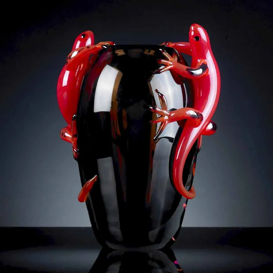 Buntglasvase für den Innenbereich mit Geckos Handmade in Italy - Geco Viadurini