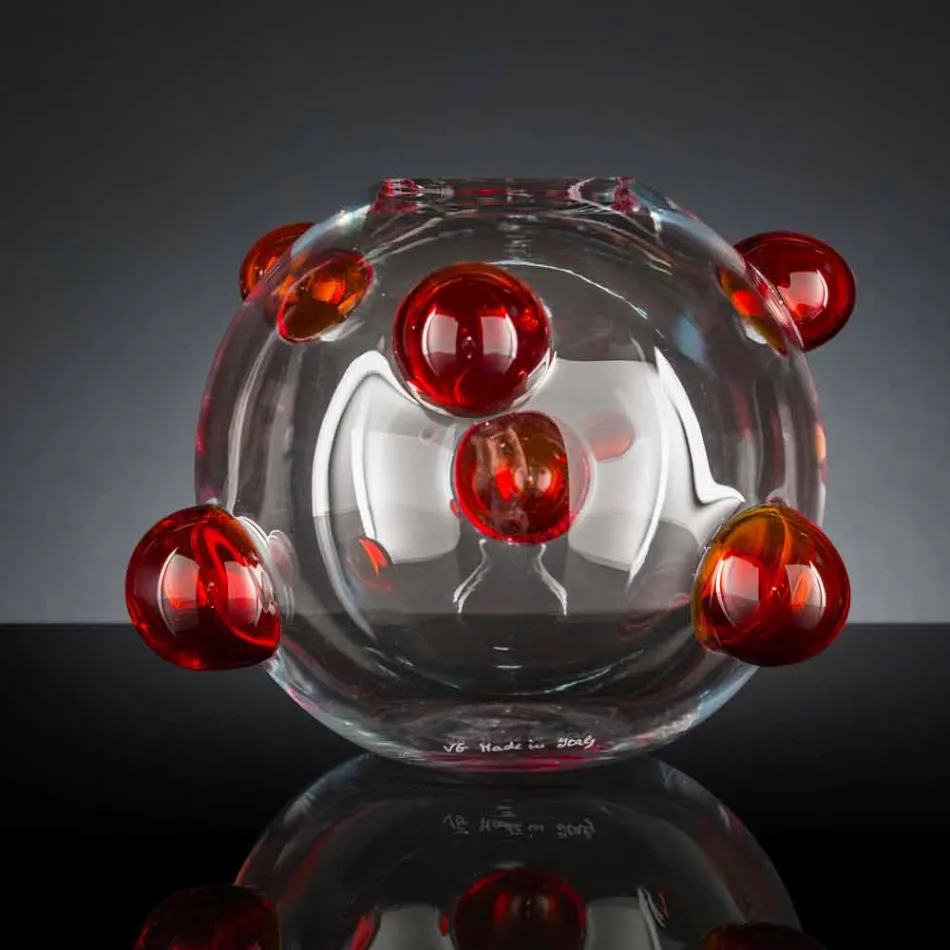 Runde Indoor-Vase aus mundgeblasenem Muranoglas Made in Italy - Astore Viadurini