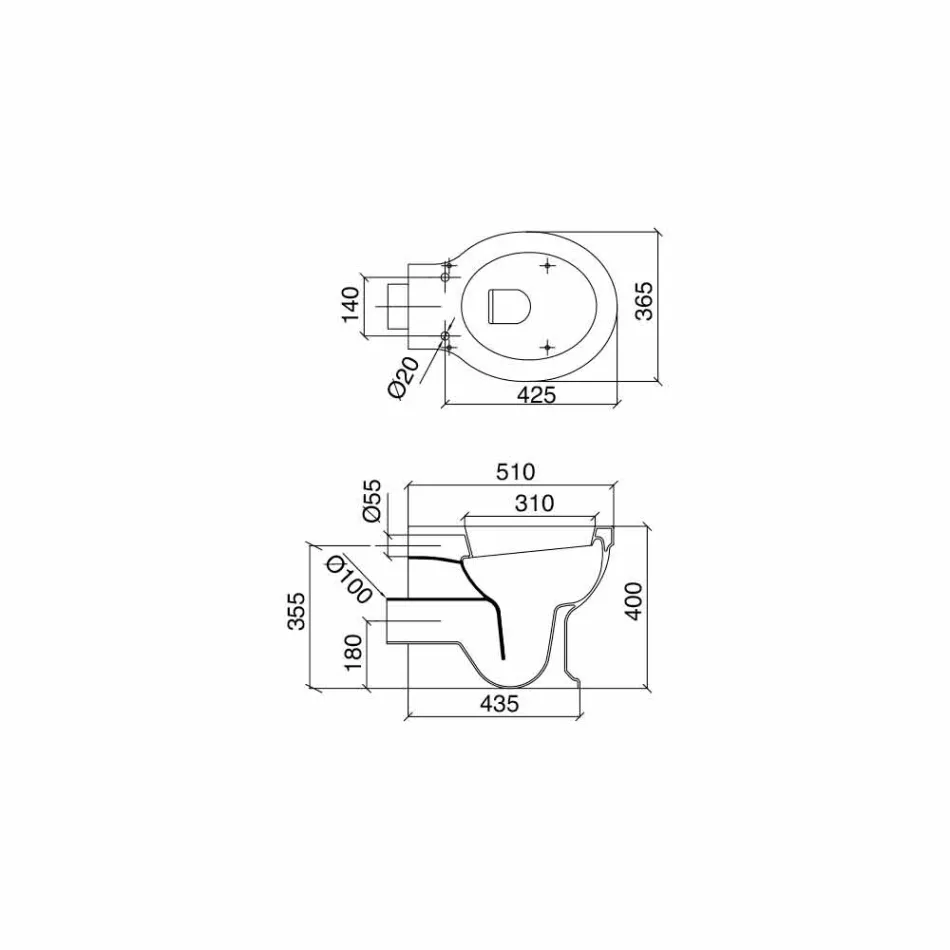 Bodenvase Klassisches Design Zurück zur Wand in Made in Italy Keramik - Marwa Viadurini
