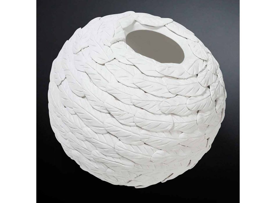 Dekorative Kugelvase aus dekorierter weißer Keramik Made in Italy - Herculaneum Viadurini