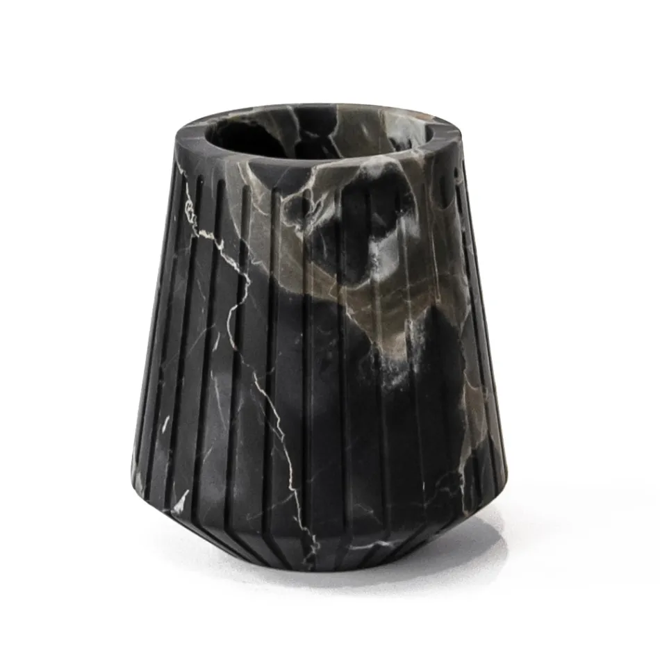 Niedrige dekorative Vase aus Portoro-Marmor mit Streifendesign Made in Italy - Kairo Viadurini