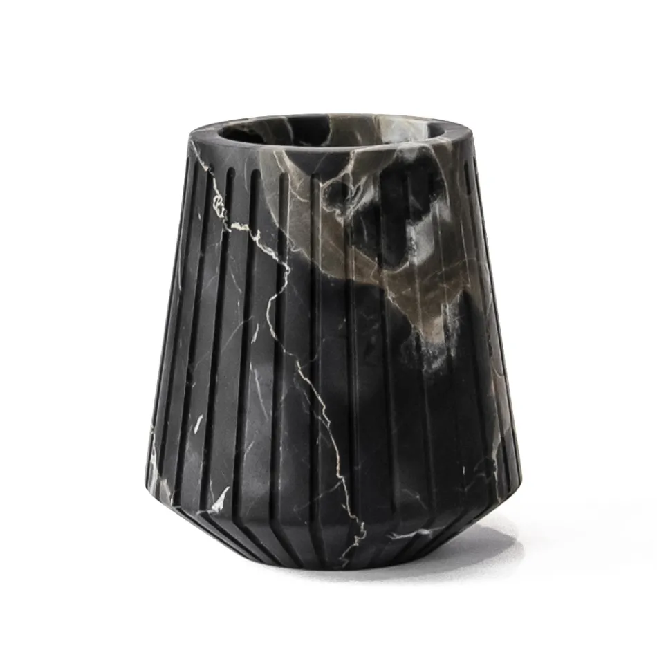 Niedrige dekorative Vase aus Portoro-Marmor mit Streifendesign Made in Italy - Kairo Viadurini