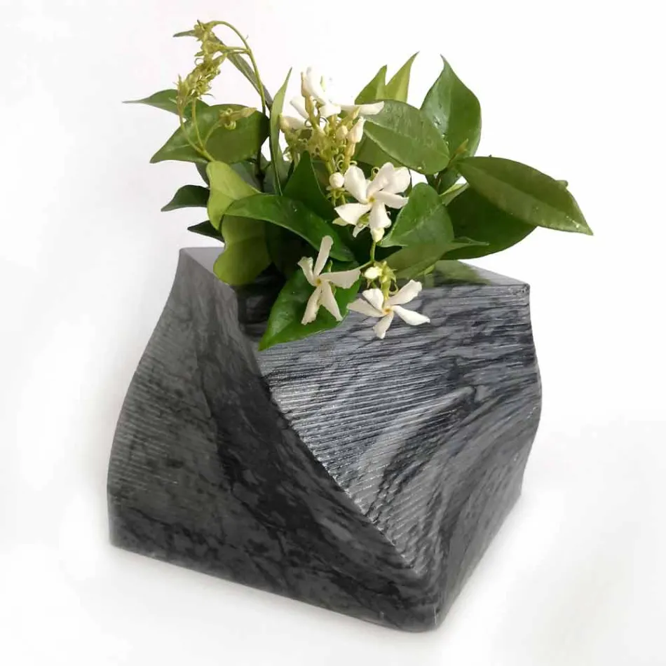 Dekorative Design Vase aus Bardiglio oder Carrara Marmor Made in Italy - Prisma Viadurini
