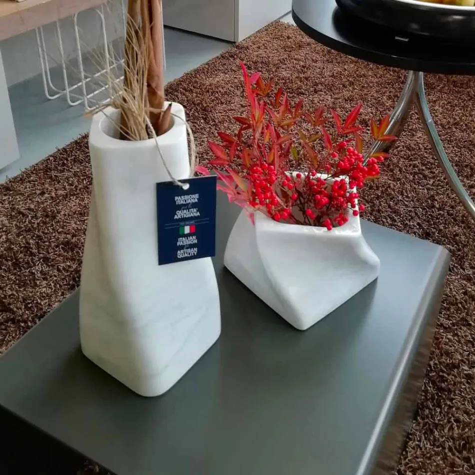 Dekorative Design Vase aus Bardiglio oder Carrara Marmor Made in Italy - Prisma Viadurini