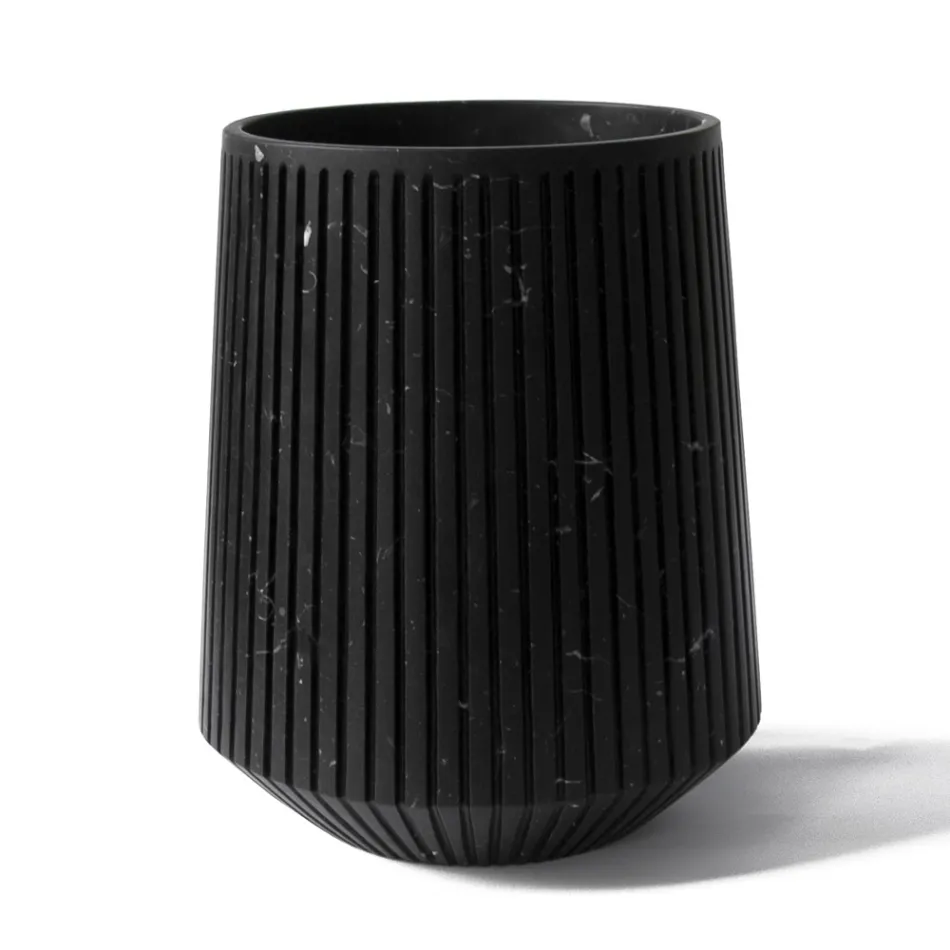 Dekorative Vase aus weißem Carrara-Marmor oder Portoro-Design mit Streifen - Kairo Viadurini
