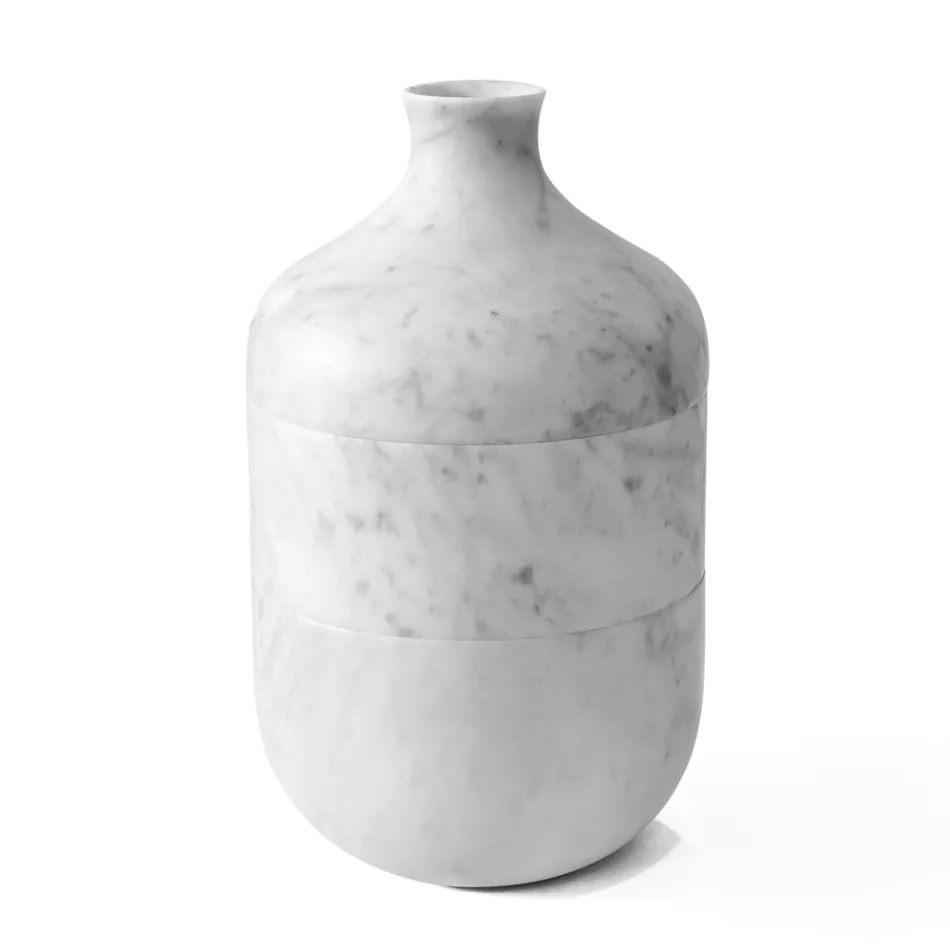 Dekorative Vase aus weißem Carrara Marmor Italienisches Luxusdesign - Calar Viadurini