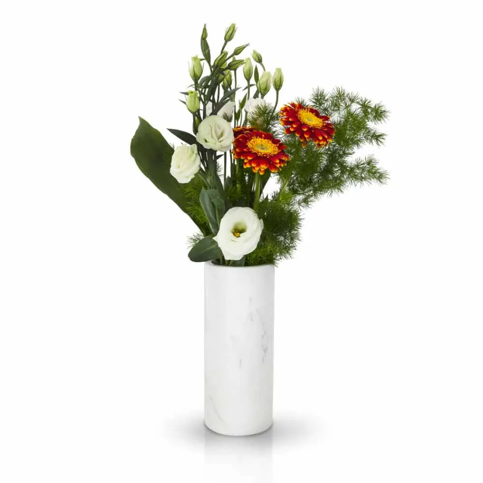 Weiße Carrara Marmor dekorative Vase Made in Italy Design - Nevea Viadurini
