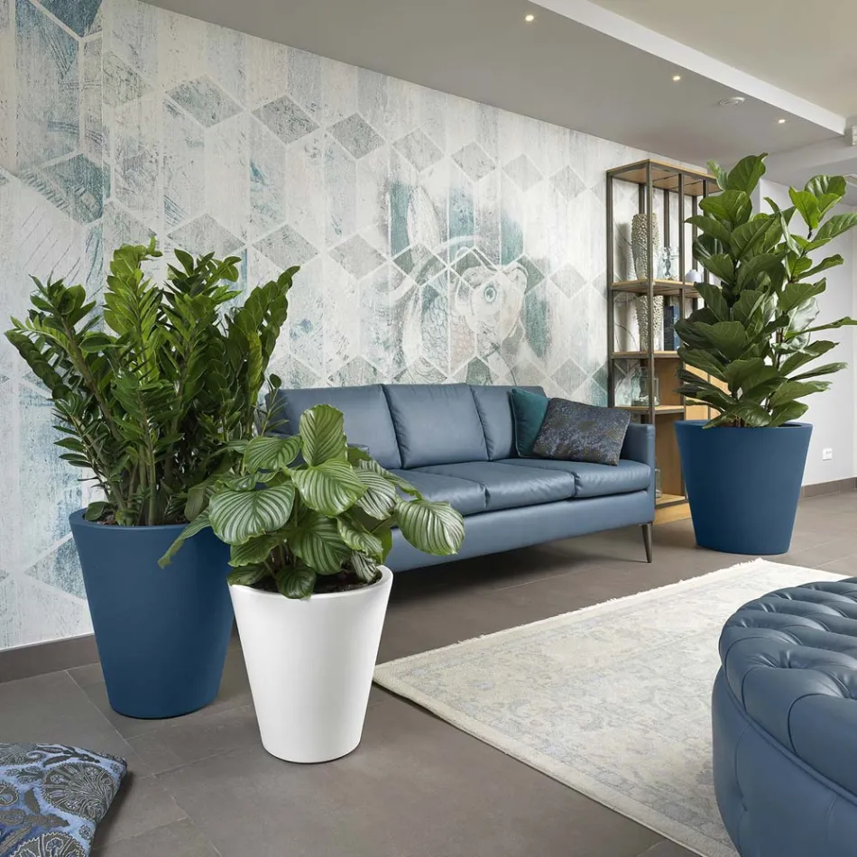 Runde dekorative Vase aus farbigem Polyethylen Made in Italy - Mengo Viadurini