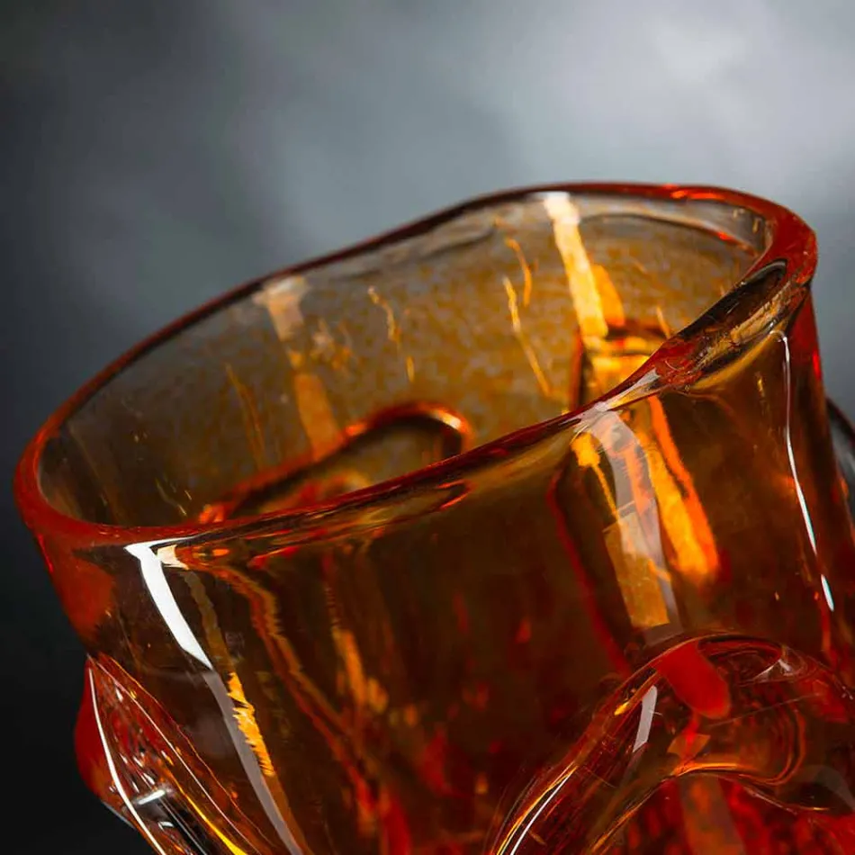 Orangefarbene dekorative Vase aus geblasenem Muranoglas Made in Italy - Mister Viadurini