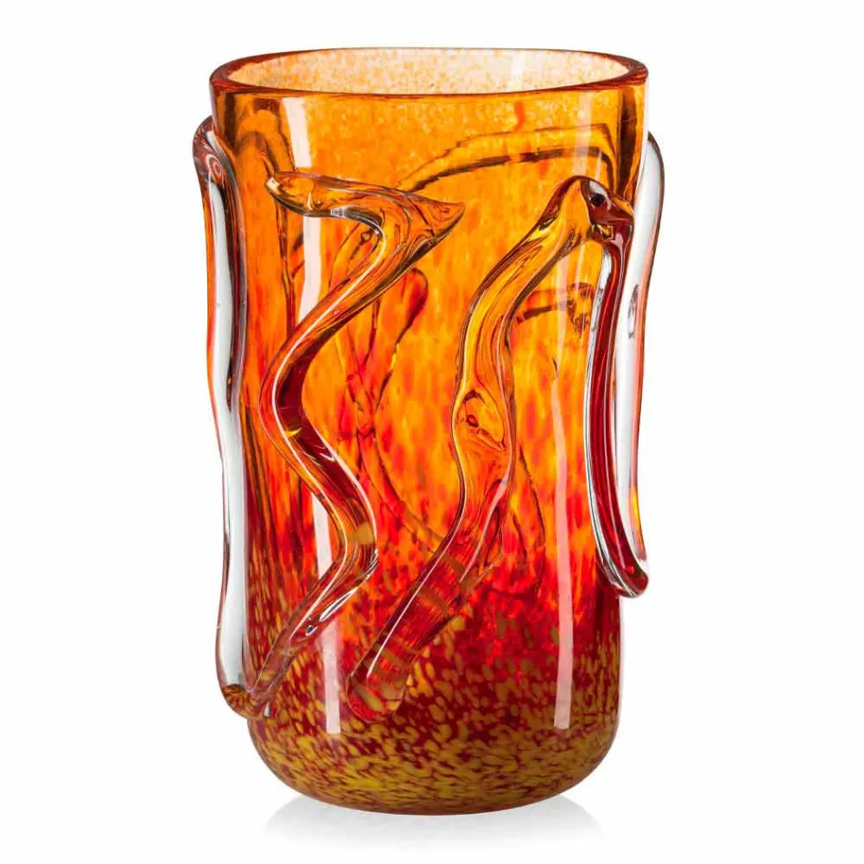 Orangefarbene dekorative Vase aus geblasenem Muranoglas Made in Italy - Mister Viadurini