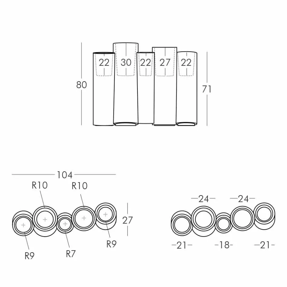 Heller dekorativer Vase Slide Bambus in modernem Design aus Italien Viadurini