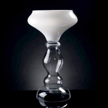 Moderne dekorative Vase aus weißem und transparentem Glas Made in Italy - Vulcano Viadurini