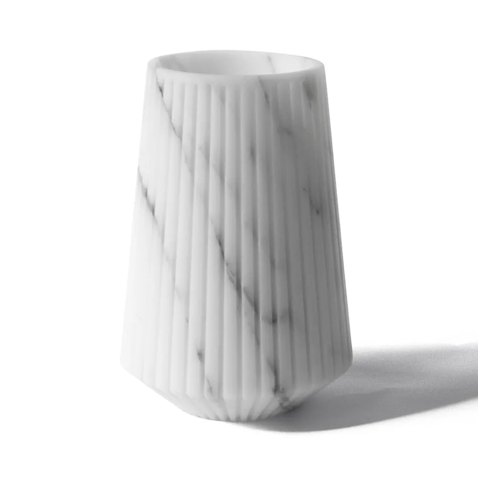 Vase aus weißem Carrara-Marmor oder schwarzem Portoro-Streifen-Design - Kairo Viadurini