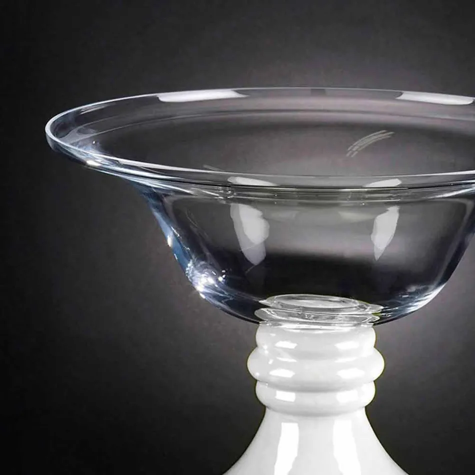 Elegante Indoor-Vase aus weißem und transparentem Glas Made in Italy - Allegra Viadurini
