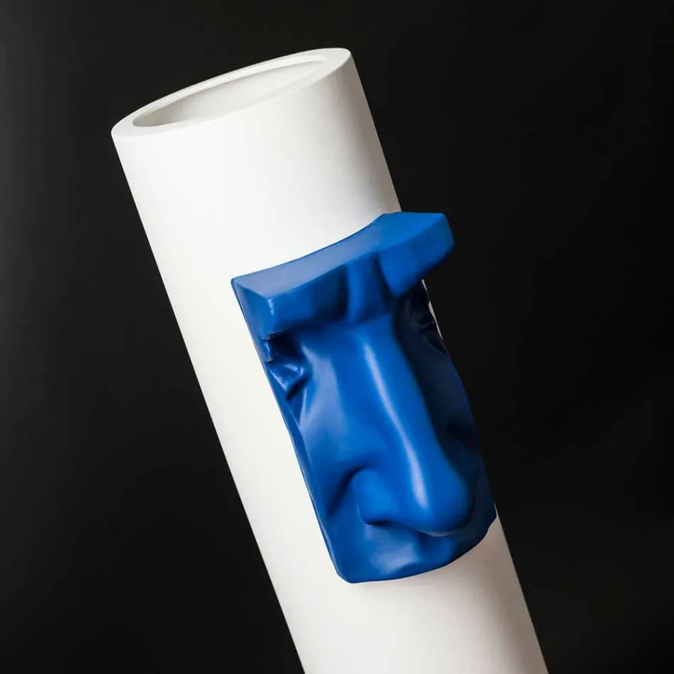 Weiße Keramikvase mit farbigem Einsatz handgefertigt in Italien - Monte Viadurini