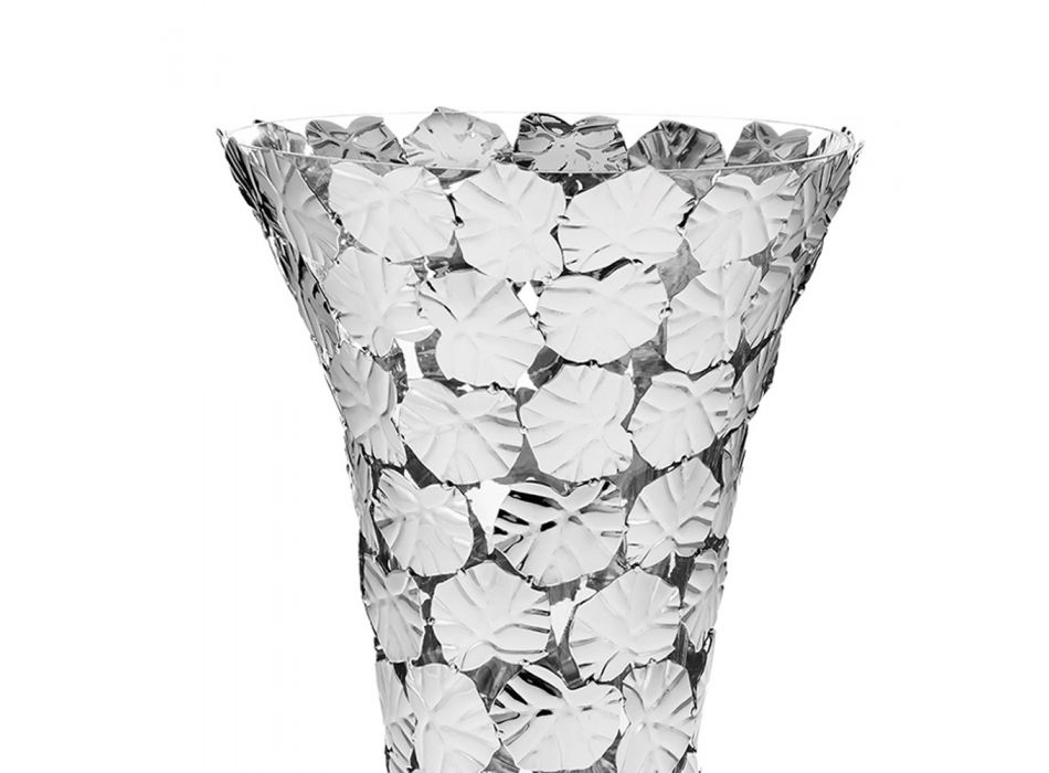 Vase aus Glas und silbernem Metall mit luxuriöser geometrischer Dekoration - Chirico Viadurini