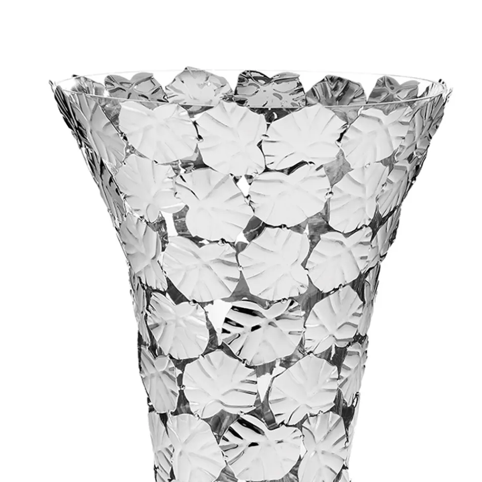 Vase aus Glas und silbernem Metall mit luxuriöser geometrischer Dekoration - Chirico Viadurini