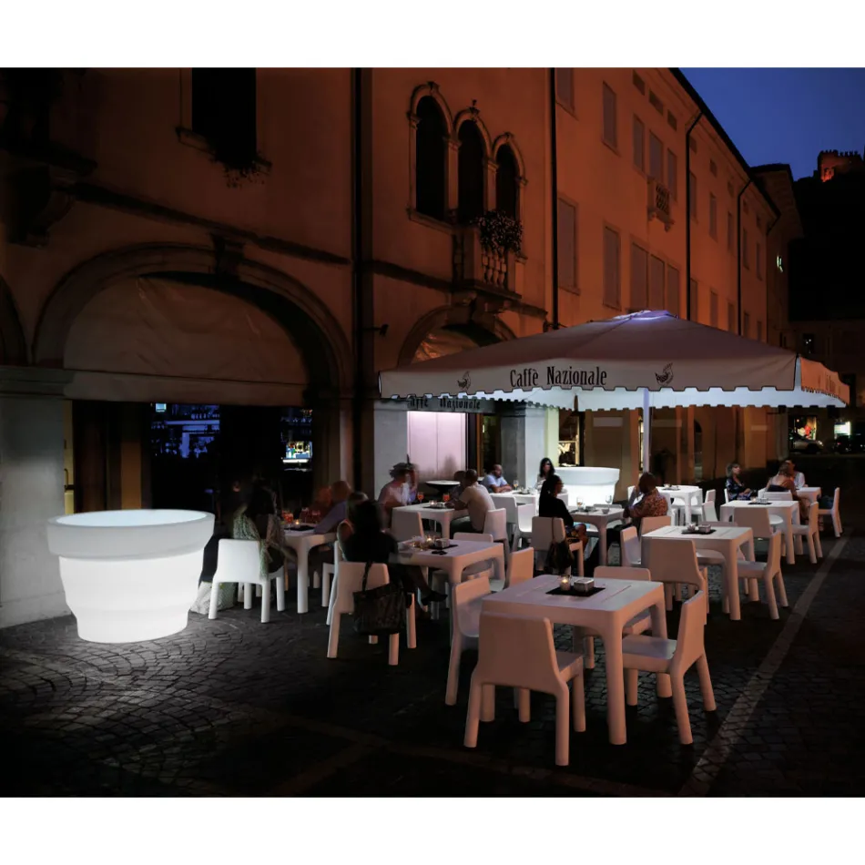 Helle Gartenvase aus Polyethylen mit LED Made in Italy - Poldo Viadurini