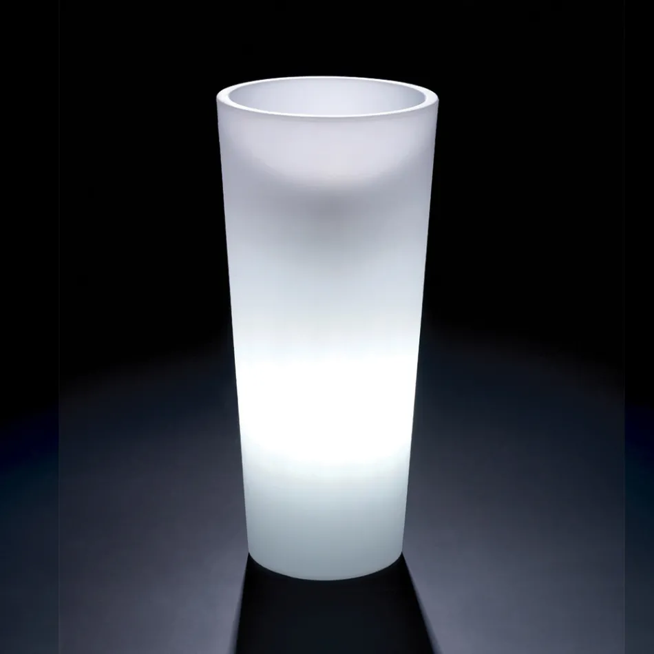 Hohe, beleuchtete Vase für den Innenbereich aus perlmuttfarbenem Polyethylen, hergestellt in Italien - Divid Viadurini
