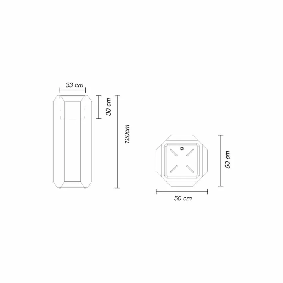 Leuchtende Vase aus Kunststoff für Außen oder Innen, 3 Dimensionen - Gem von Myyour Viadurini