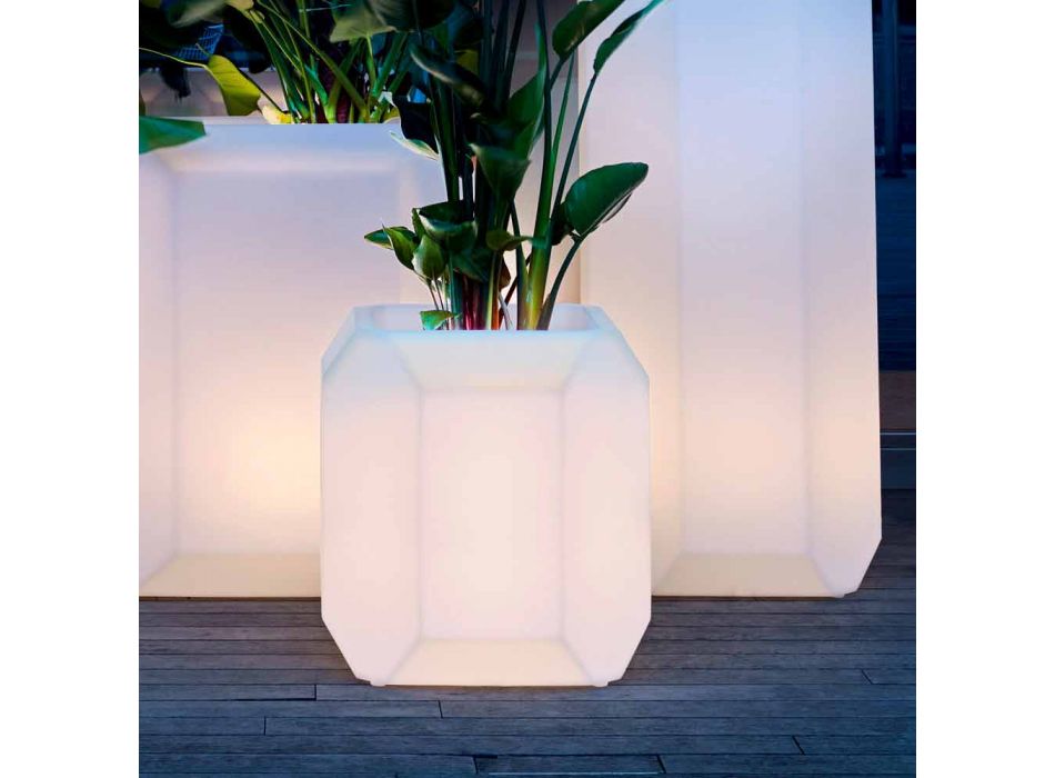 Leuchtende Vase aus Kunststoff für Außen oder Innen, 3 Dimensionen - Gem von Myyour Viadurini