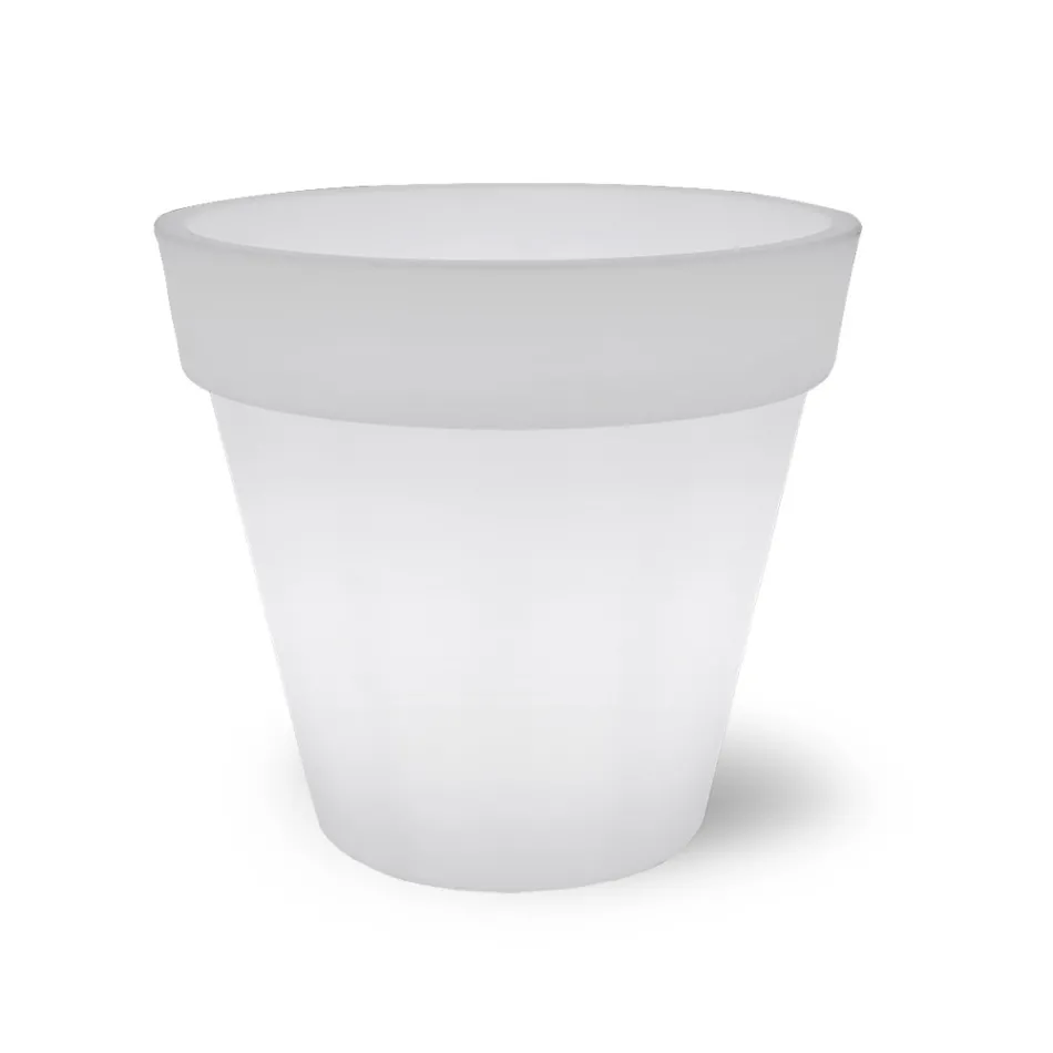 Helle Vase für den Außenbereich aus weißem Polyethylen Made in Italy - Taralla Viadurini