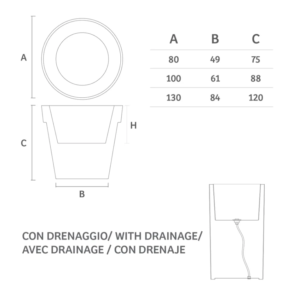 Leuchtende Vase für den Außenbereich aus weißem Polyethylen Made in Italy - Taralla Viadurini