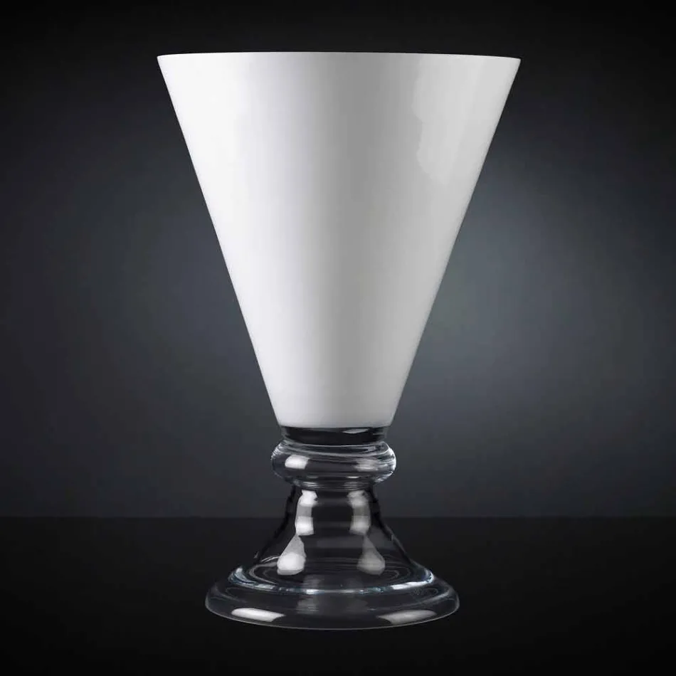 Moderne Indoor-Vase aus weißem und transparentem Glas Made in Italy - Romantic Viadurini