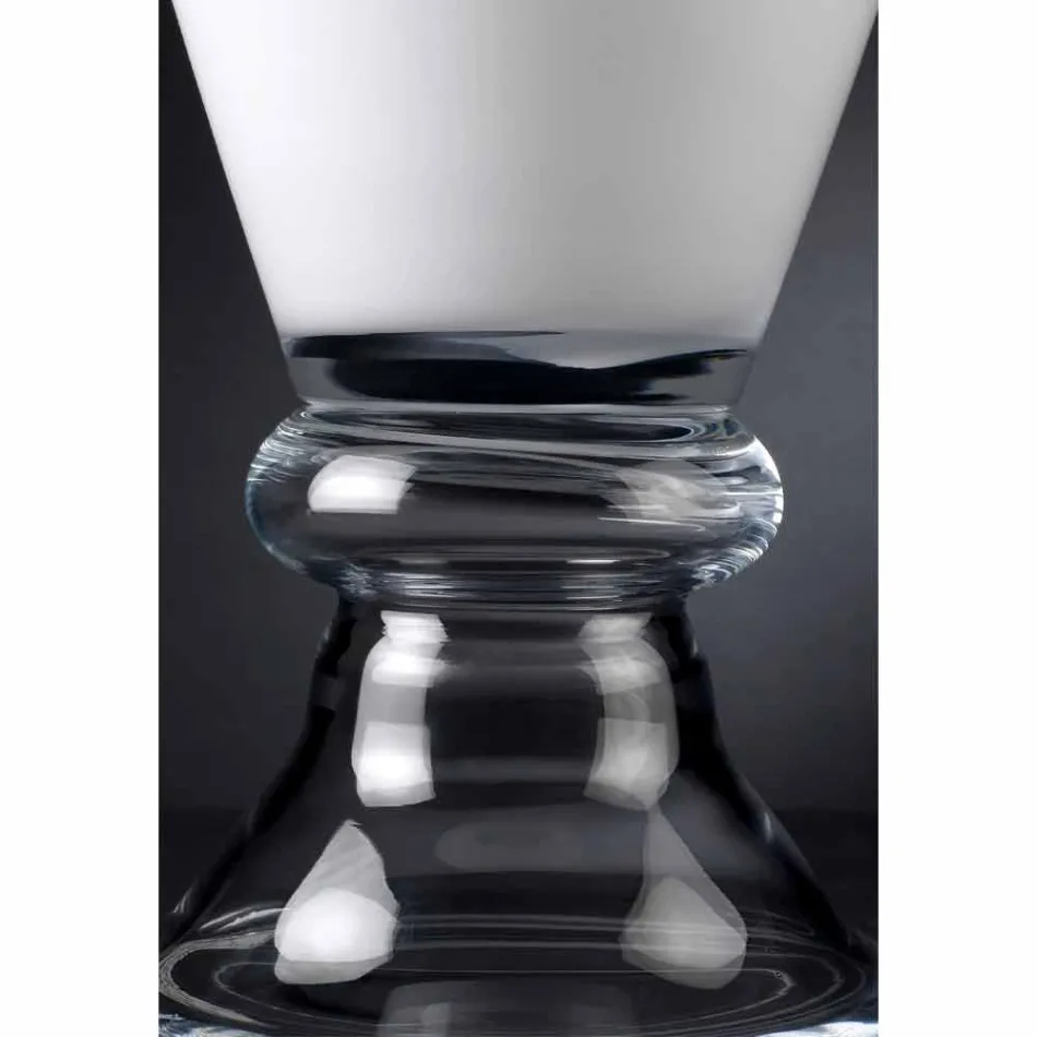 Moderne Indoor-Vase aus weißem und transparentem Glas Made in Italy - Romantic Viadurini