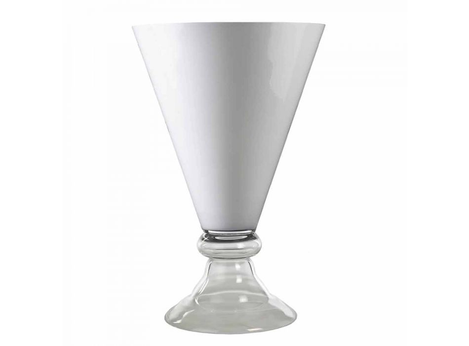 Moderne Indoor-Vase aus weißem und transparentem Glas Made in Italy - Romantic Viadurini