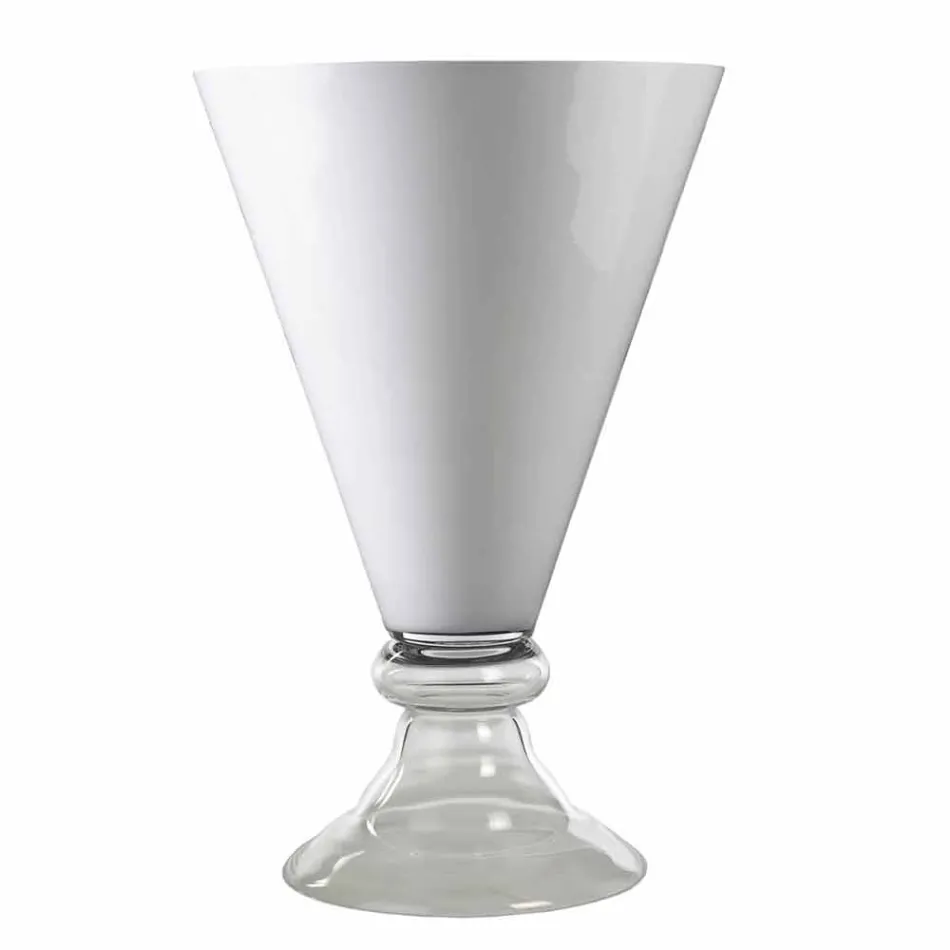 Moderne Indoor-Vase aus weißem und transparentem Glas Made in Italy - Romantic Viadurini