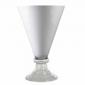 Moderne Indoor-Vase aus weißem und transparentem Glas Made in Italy - Romantic