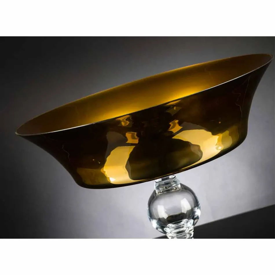 Ornamentale Vase aus Gold und transparentem mundgeblasenem Glas Made in Italy - Delfino Viadurini
