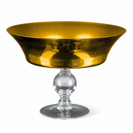 Ornamentale Vase aus Gold und transparentem mundgeblasenem Glas Made in Italy - Delfino Viadurini