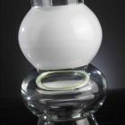 Ornamentale Vase aus transparentem Glas mit weißer Kugel Made in Italy - Vanissa Viadurini